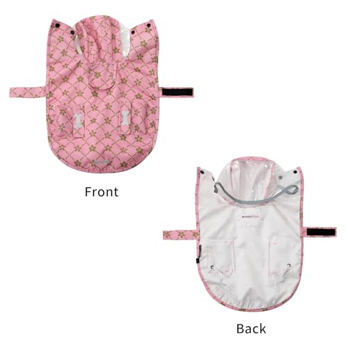 Waterproof Dog Raincoat (Gold Cheery Blossoms Pink / Large)