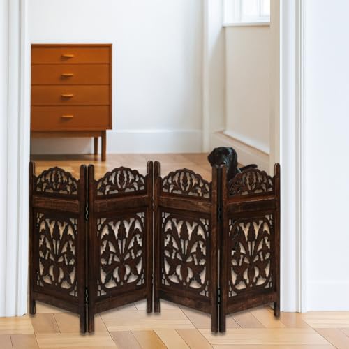 Dog Gate Wooden Free Standing Gate (Burnt / 72"x24" Gamla 4 Panels)