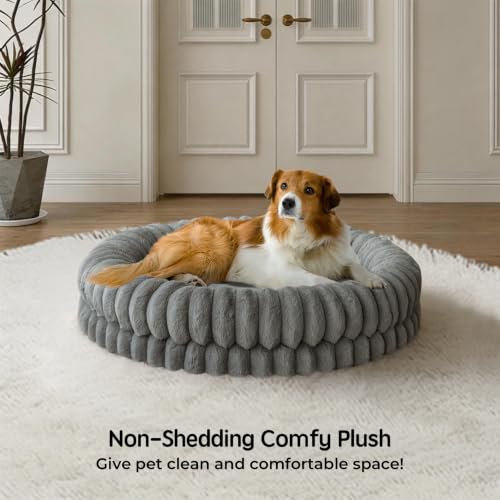 Luxury Donut Dog Bed (36.0"L x 36.0"W x 7.5"Th / Gray)