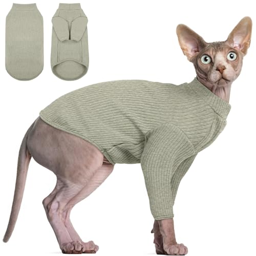 Sphynx Hairless Cats Shirt Pullover Kitten T (Medium / Green)