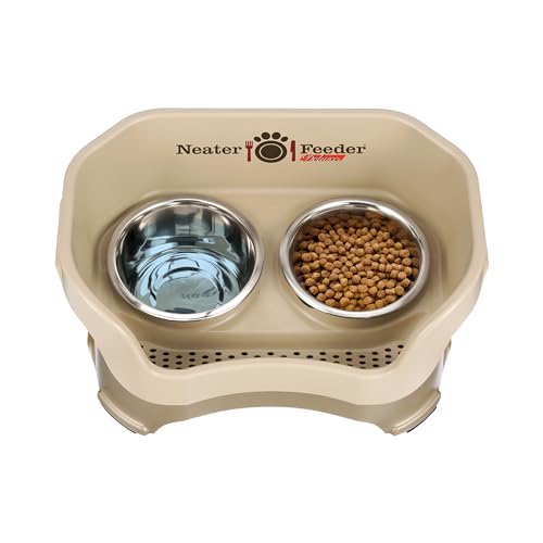 Neater Feeder Deluxe Mess Proof Dog Bowls Elevated for Medium Dogs 19 (Medium with Standard Bowl / Cappuccino)
