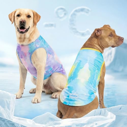 2Pack Sun Protection Dog Cooling Shirt for Medium Dogs (XX-Large (40-55lbs) / Purple+Blue)
