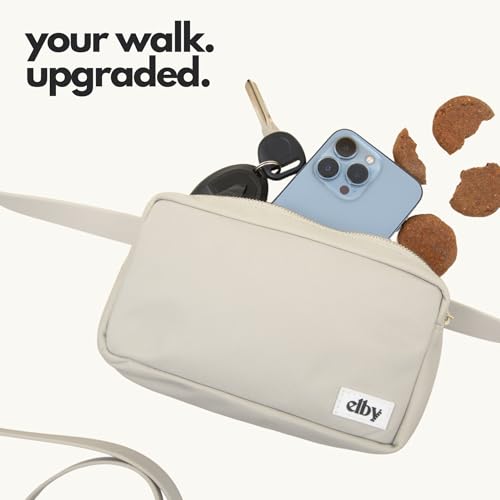 Hands Free Dog Leash with Treat Pouch (Beige / 7.5ft)