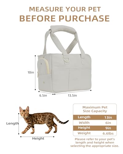 Dog Purse Carrier for Small Dogs Rabbit cat with Large Pockets (Grey / 13.6"L x 6.5"W x 10.0"H)
