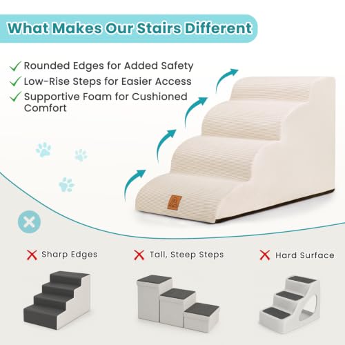 Dog Steps for Bed (Beige / 4-Step (H17.7))