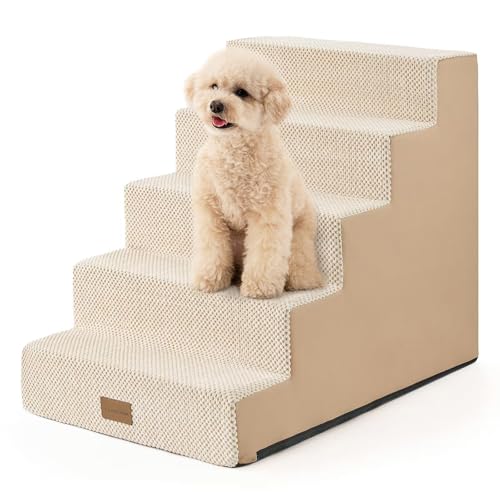 Dog Stairs for Small Dogs (Beige / 17.7x30x23.6 inch)