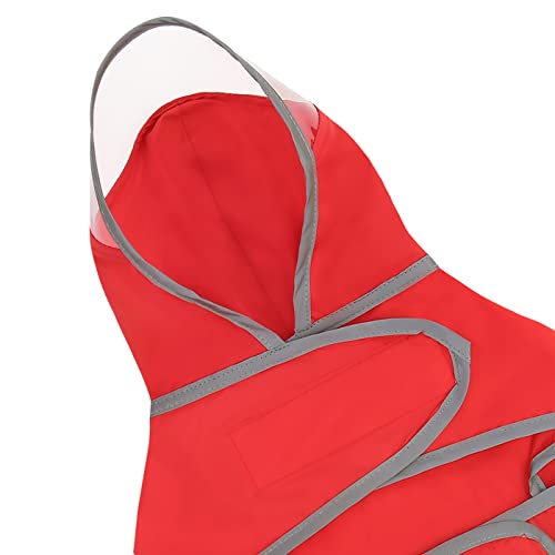 Clear Hooded Dog Raincoat Jacket Poncho with Dog Leash Hole Red XXL (XX-Large / Red)