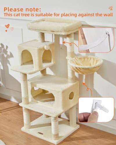 Cat Tree 49In Cat Tower for Indoor Cats Large Adult (Beige / 49.2 Inches)