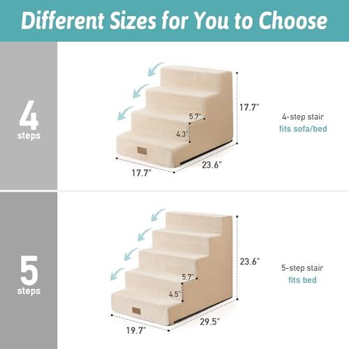 Dog Stairs for Small Dogs (Beige / 17.7x23.6x17.7 inch)