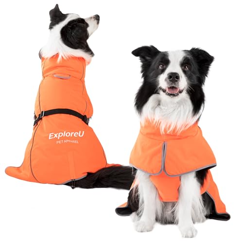 Dog Raincoat Adjustable Dog Rain Jacket Poncho with Leash Hole (Orange / XL:57-72 lbs)