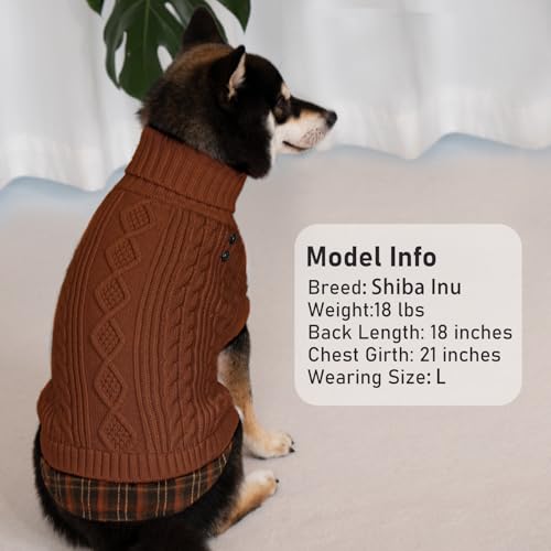 Dog Sweater for Small Dogs Turtleneck Thick Knit Pullover (Medium (7-13lbs) / 9# Brown)