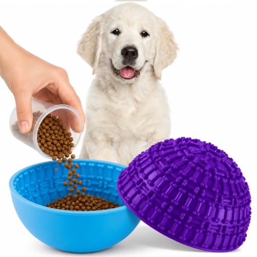 2 Pcs Dog Lick Bowl (Blue, Purple)