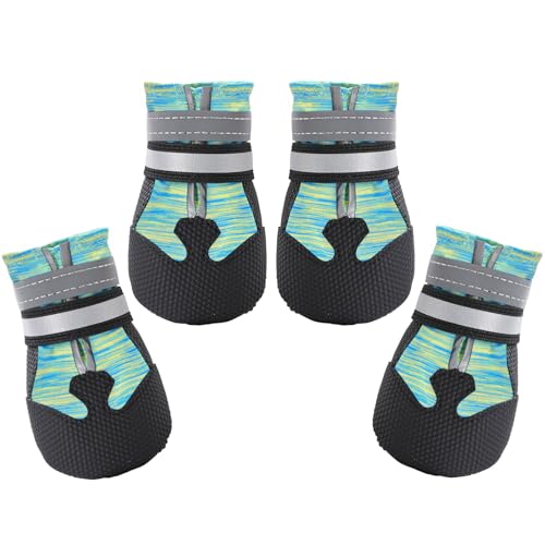 Water Resistant Dog Boots for Medium Large Dogs (Turquoise(Waterproof) / XXL (Insole Width 3.2")for 94~100lb)
