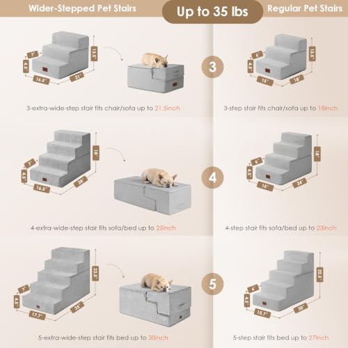 Dog Stairs 13.5" H (Light Grey / Extra Wide 16.5" x 21" x 13.5")