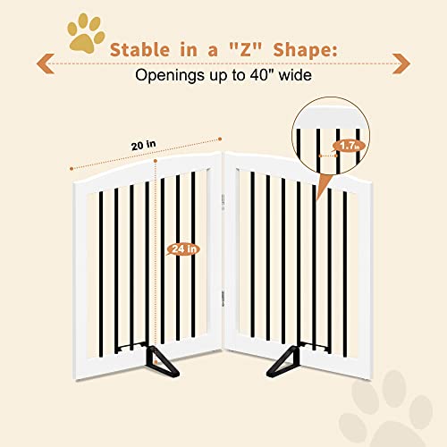 Freestanding Pet Gate for Dogs (24" Height-2 Panel / White & Black)