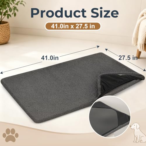 Dog Crate Pan Cover with Softer Fluffy Top for 42 inch Pet Cage (Fits 42 inch Crate Pan / Deep Gray)
