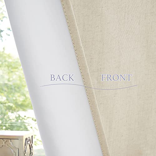 Natural Linen Textured French Door Window Curtains 100% Blackout (Beige / 26"W x 69"L (Pack of 1))