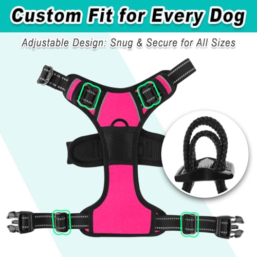 Dog Harness for Medium Sized Dog No Pull 2 Clips 3 Buckles Dog Vest (Medium / New Pink)