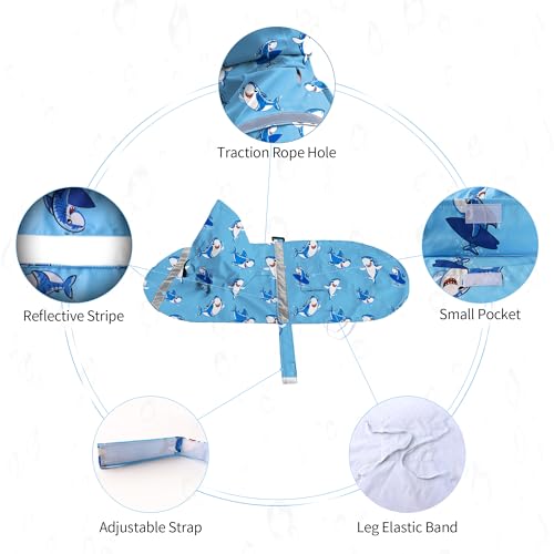 Large Dog Raincoat Adjustable (Large (Pack of 1) / Blue Shark)
