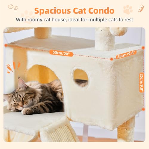 Sturdy Cat Tree (Beige / 57.5 Inches)