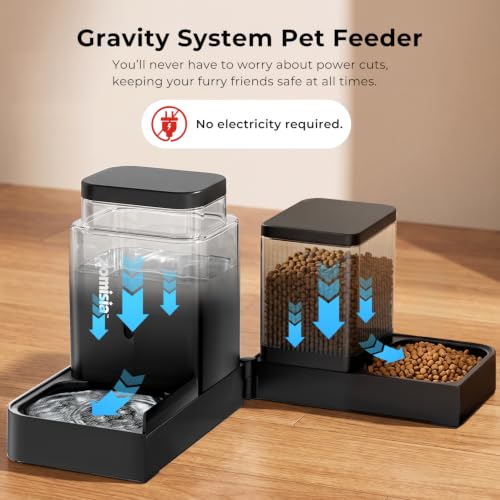 Gravity Dog Food and Water Dispenser (1.6 Gallon x 2 / Black)