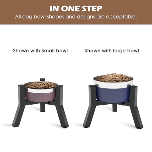 Elevated Dog Bowl Stand for Small Dogs (Height: 7.8", Width: 5.9-8.7" / Black, 7.8H-Square)