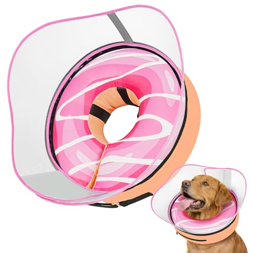 Raised Inflatable Dog Cone After Surgery (DonutPink / L(Neck 12"-16"))