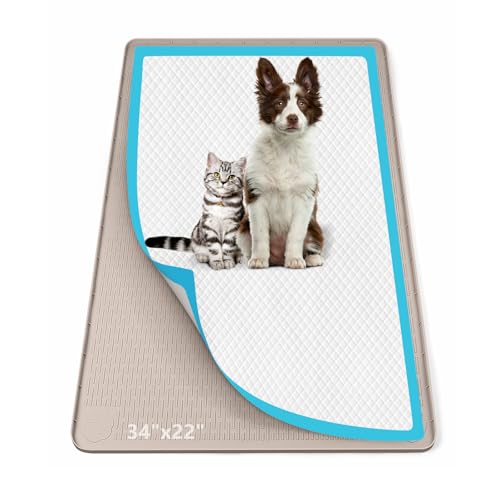 Pee Pad Holder for Dogs 34''x22'' Silicone Puppy Pee Pad Tray (Khaki)