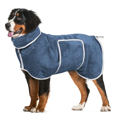 Dog Bathrobe Towel Drying Coat (Blue / Small)