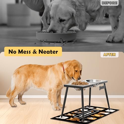 Metal Raised Dog Bowl Stand for Extra Large & Large (Height-15inch / Black-X)