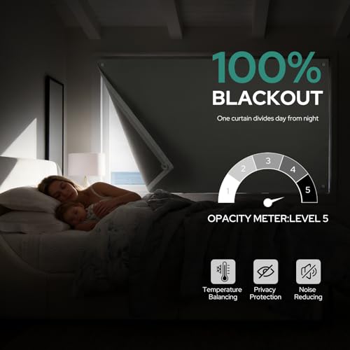100% Blackout Travel Curtains White 50W x 78L (Ivory White / 50"W x 78"H)