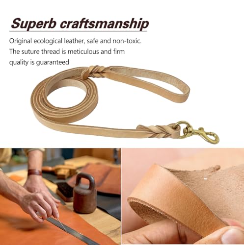 Leather Dog Leash 6ft x 3 (6 ft x 3/4 inch / Tan)