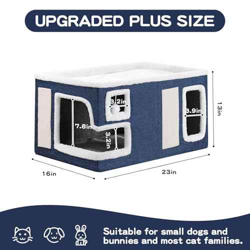 Large Cat Houses for Indoor Cats (Blue / X-Large)