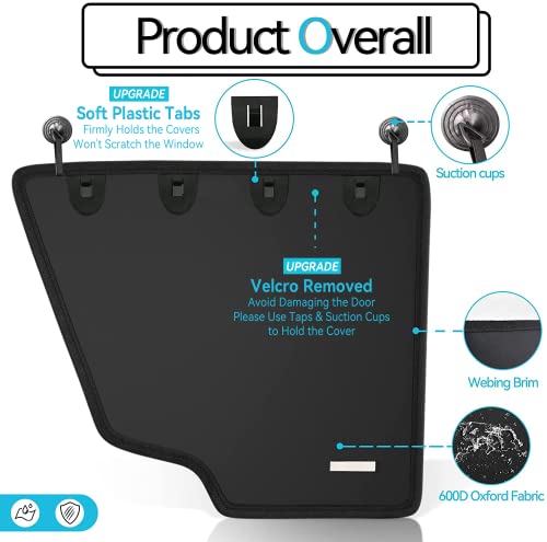 Dog Car Door Protector丨2 Pack Extra Big & Thick Anti Pet Scratching Waterproof Vehicle Door Covers Guard Truck Interior Panel Safe SUV Universal 600D Black (31.1"x25.2" / Curved)