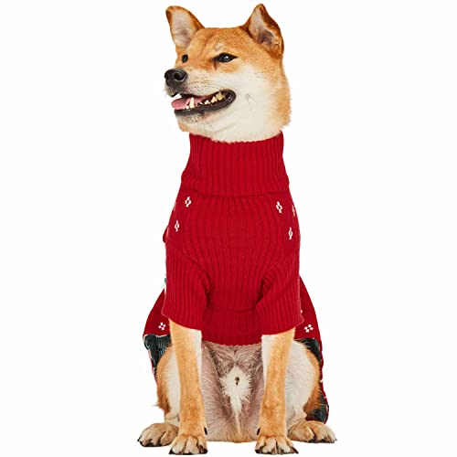 Christmas Tree and Snowflake Dog Sweater in Festive Red (14 inch (Pack of 1) / Tree - Festive Red)