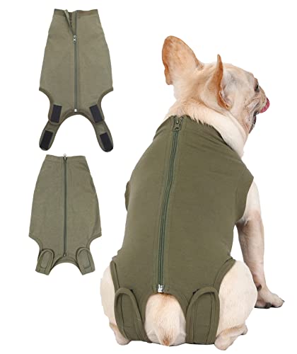 Dog Surgery Recovery Suit (S(Back9 - 12" Chest14 - 17" Weight 8.5 - 15lb) / Army)
