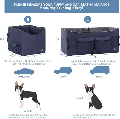 Dog Car Seat Under 55 lbs (Dark Blue / Large)