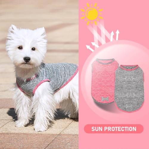 2Pack Dog Shirt for Small Dogs Sun Protection Tank Top for Summer (Small (4-7lbs) / 9# 2Pack (Coral Red+Grey))