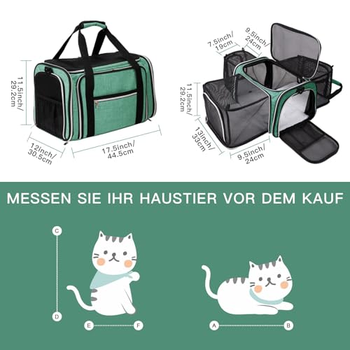 Cat Carrier Bag (Green / 17.5"L x 12.0"W x 11.5"H)