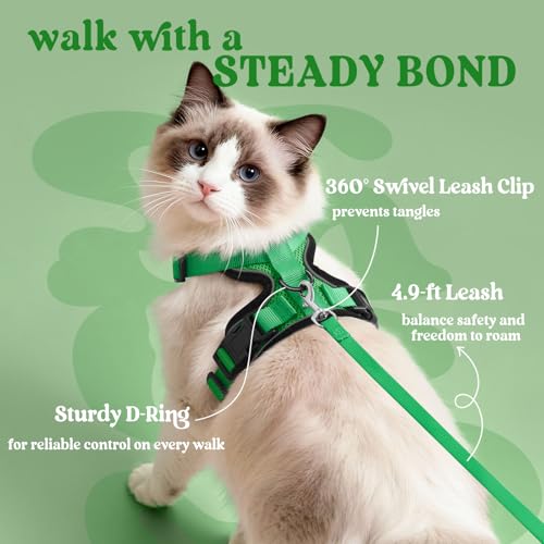 Cat Harness and Leash Set (S / Grass Green)