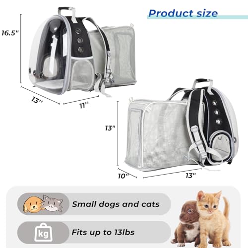 Cat Carrier Backpack (Square Back Expandable-Black)