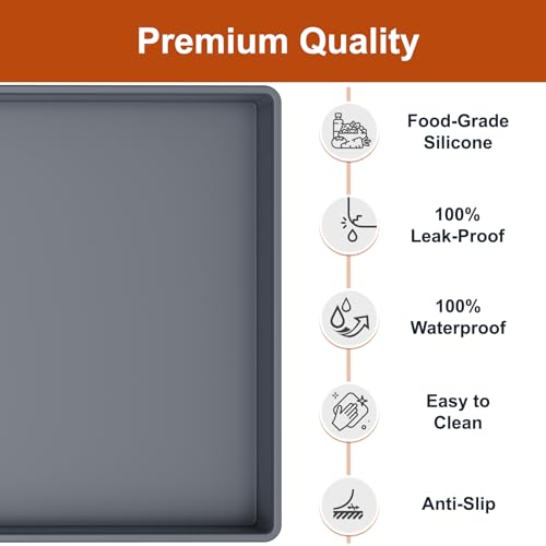 19" x 25" Extra Thick Silicone Mat Waterproof with Raised Edge (Gray / 19"L x 25"W)