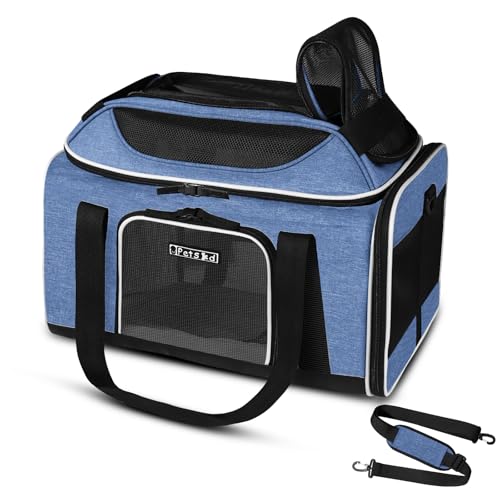 Top Expandable Small Pet Carrier 18"x11"x11" Airline Approved (18.0"L x 11.0"W x 11.0"H / Blue)