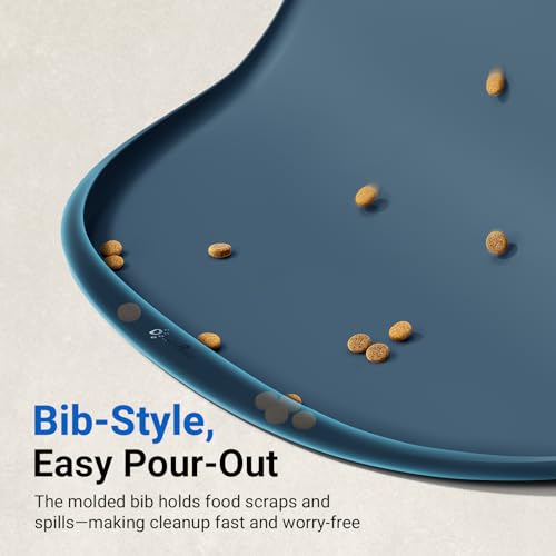 Cat Food Mat Silicone Waterproof Feeding Mat (18"L x 12.5"W / Ocean)