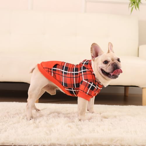 Plaid Dog Hoodie (Small / Orange)