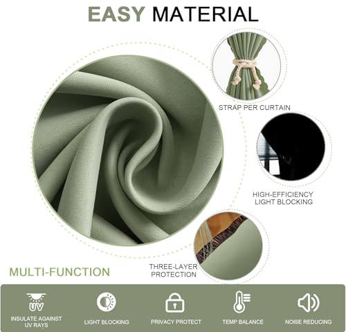 Adhesive Curtains (35"W x 79"L (Pack of 1) / Sage Green)
