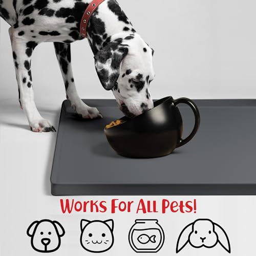 Dog Food Mat Waterproof Dog Bowl Mat for Food and Water (28"L x 18"W / Shadow)