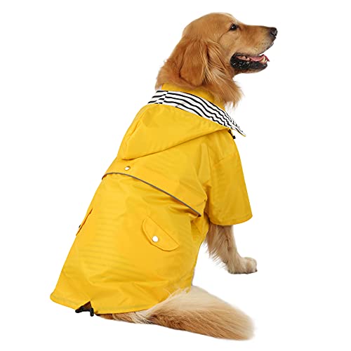 Premium 2 Layer Zip Dog Raincoat Poncho w (X-Large / Yellow)