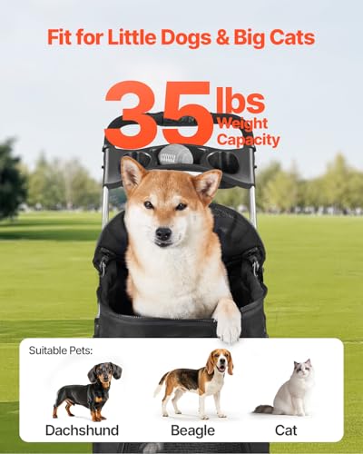 Pet Stroller 35 lbs Weight Capacity (4 wheels, For Pets up to 35 Pound)