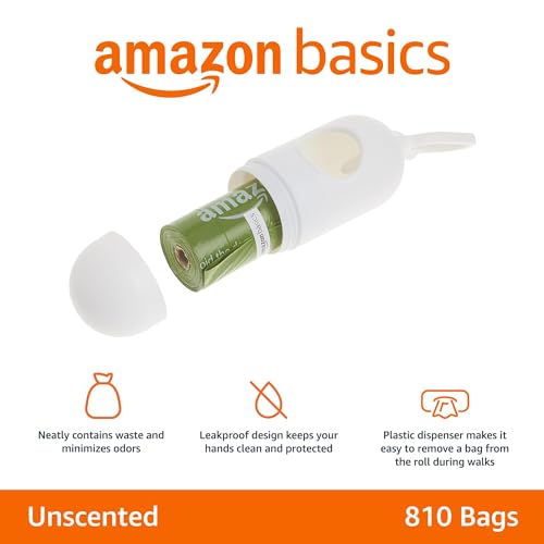 Premium Leak Proof Dog Poop Bags with Dispenser and Leash Clip (810 Bags)